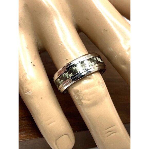 Men's Wedding Band Cobalt Chrome Benchmark Gray Silver 9mm Wide Ring Size 11 - Picture 6 of 14